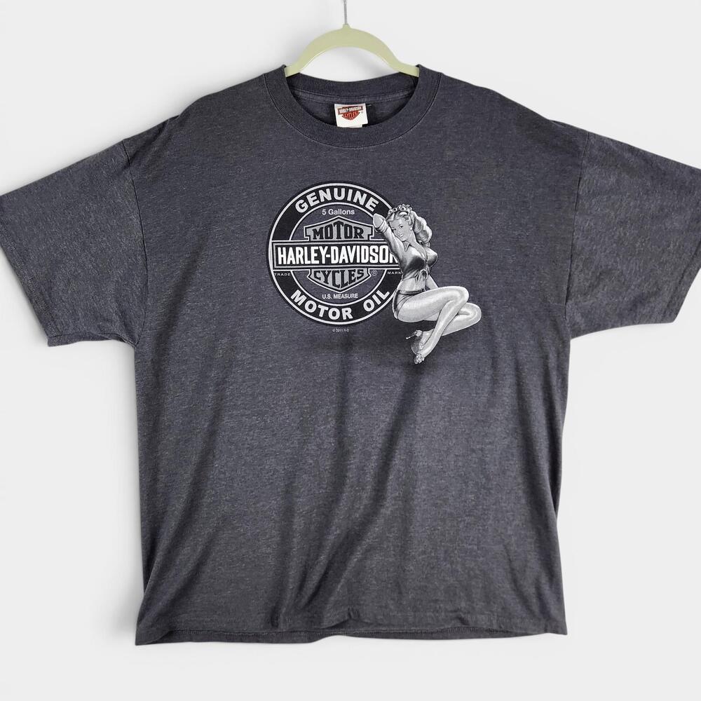 Harley-Davidson Shirt Mens XL Gray Motor Oil Pinup Corsairs Pirates BVI Tee